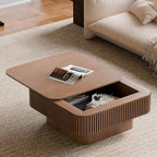 Lift Top Coffee Table with Storage for Living Room Mid Century Modern Coffee Table with Lifting Top Wood Fluted Coffee Tables with Lifts Up Tabletop for Home Apartment Office 38.6" Walnut Rectangle