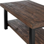 Alaterre Furniture Pomona Rustic Coffee Table with Storage Shelf - 42-Inch Industrial Modern Metal and Solid Wood Living Room Table - Easy Assembly Farmhouse Living Room Furniture (Rustic Natural)