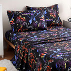 ست ملحفه کودکان یونیکورن صورتی JSD، سایز تویین، ۳ تکه، ملحفه‌های رختخواب میکروفایبر چاپ شده با طرح رنگین کمان برای دختران، جیب عمیق