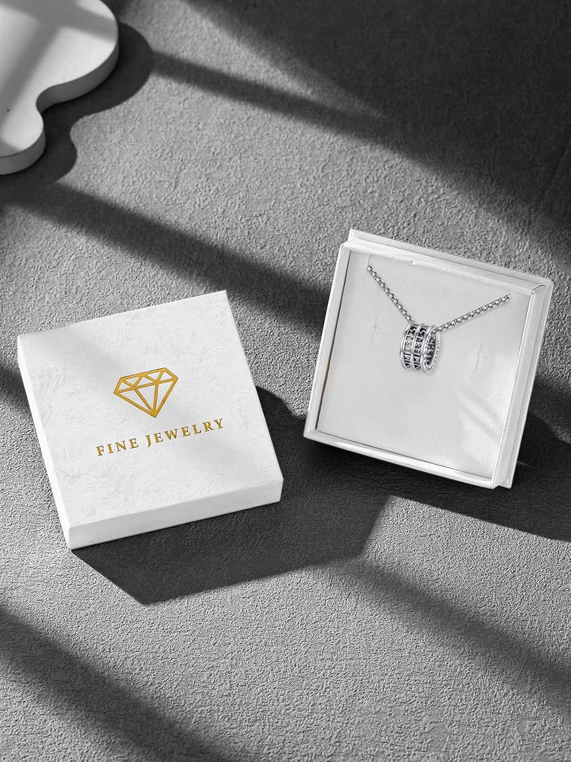 Viking Ring Necklace for Men 925 Sterling Silver Compass/Triquetra/Triskelion/Talisman/Rune/Valknut/Dragon/Odin Pendant Necklace Amulet Jewelry Gifts for Father Son Boyfriend Brother