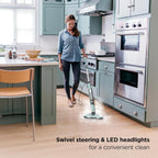 Shark Steam & Scrub Steam Mop, All-in-One Scrubbing and Sanitizing Hard Floor Cleaner, LED Headlights, 4 Dirt Grip Soft Scrub Pads Included, XL Water Tank, Swivel Steering, Hawaiian Grey, S8001