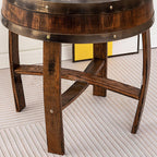 Farmhouse Whiskey Barrel End Table,Round Wood Barrel Side Table,Rusitc Wine Barrel Bourbon Barrel Coffee Table Handcrafted Oak Barrel Decor Furniture