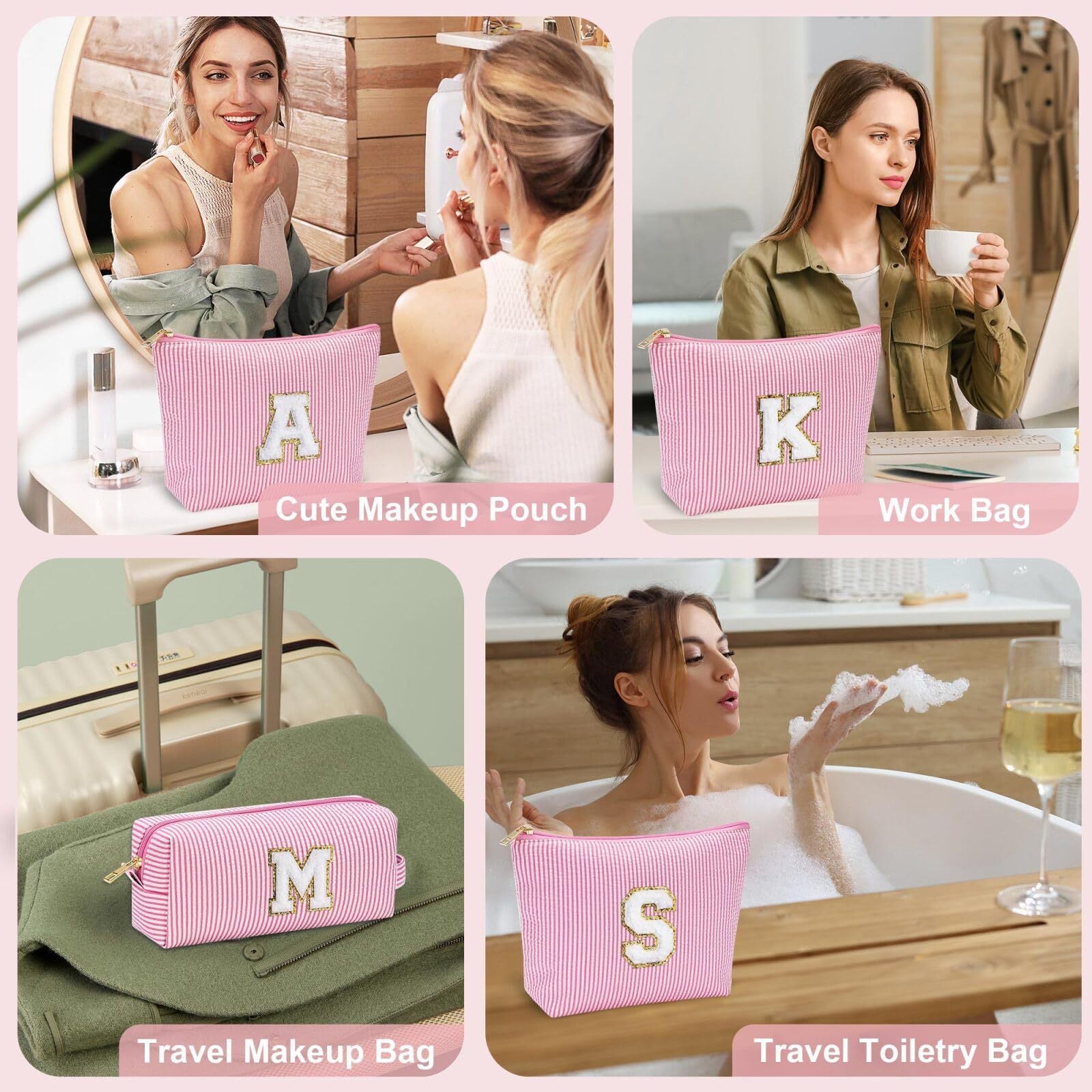 Embroidered Lettered Make-up Bag Portable Travel Storage