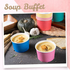 MATICAN Paper Ice Cream Cups, 100-Pack 9-oz Disposable Dessert Bowls for Hot and Cold, 9-ounce, Hot Pink, Baby Pink, Mint, Yellow, Blue