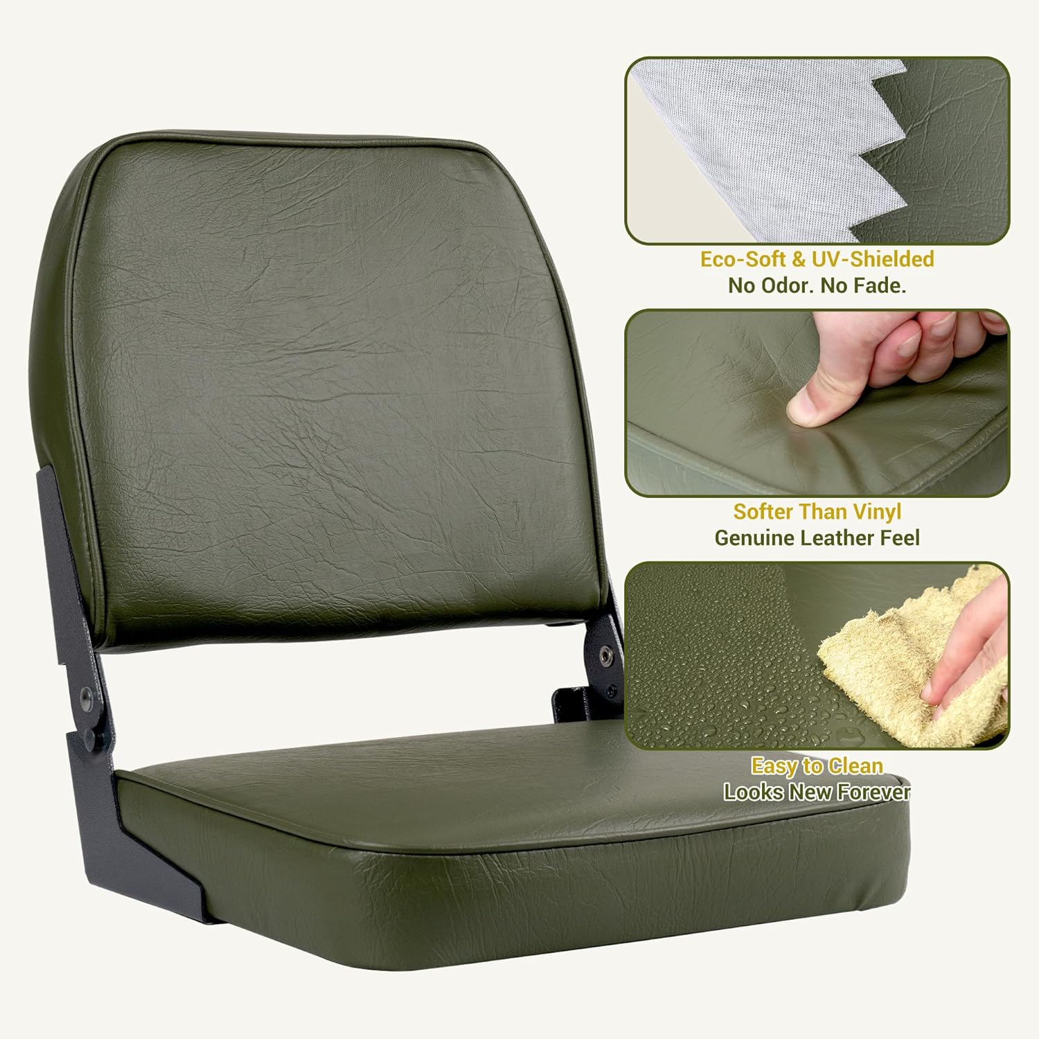 Boat Seats 2 Pack,Folding Low Back Bass Boat Seat,Pair Seats for Jon Fishing Boat with Stainless Steel Screws