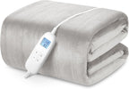 Electric Heated Blanket Queen Size with 6 Levels & 8h Auto Off, Ultra Soft Flannel Full Body Heating Blanket, Machine Washable, Warm Gray, 84" x 90"