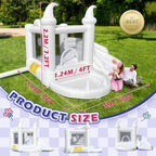 White Bounce House with Pool and Slide, UL Blower Included-Portable, Inflatable Bounce House, Basket-Hoop Inside, Kids Indoor and Outdoor Bounce House (Oxford material-10' L X 9.5' W X 7.2' H)