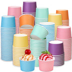 Aodaer Paper Ice Cream Cups Disposable Dessert Bowls 6 Colors Ice Cream Containers Hot and Cold Food Bowls Summer Party Treat Cups for Frozen Yogurt, Dessert, Sundae (300, 8 oz)