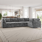 Modular Sectional Sofa,5 Pieces Sectional Couches for Living Room,L Shaped Cloud Couch Chaise Set, Black