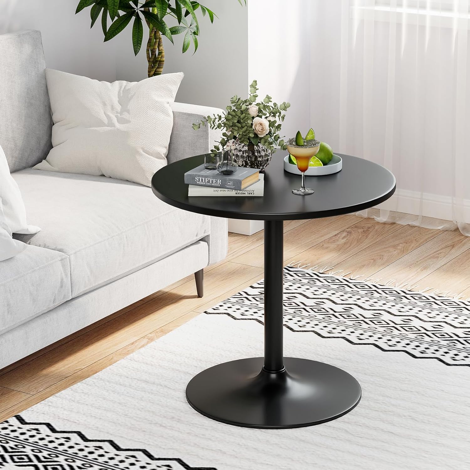 Giantex Two-in-one Bar Table with Detachable Pole, Metal Base, 24" Round Top, 40"/22" Two Convertible Height, Cocktail Table, Coffee Table, Pub Table for Dining Room, Restaurant, Kitchen (1, Black)