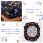 ست ملحفه کودکان یونیکورن صورتی JSD، سایز تویین، ۳ تکه، ملحفه‌های رختخواب میکروفایبر چاپ شده با طرح رنگین کمان برای دختران، جیب عمیق