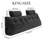 Kilehovedgærde Pude - Seng Kilepude til Hovedgærde Trekantet Hovedgærde Pude med Nakkestøtte Pude-Stor Pøllepude til Sidde i Seng Rygstøtte Positioneringsstøtte (Sort, 76x8x20 Tommer)