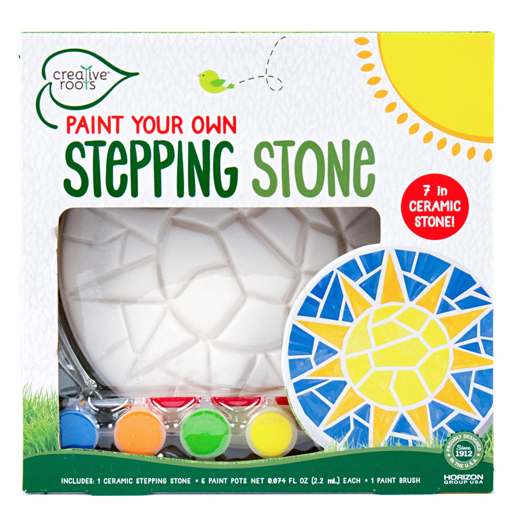 Creative Roots Paint Your Own #1 Dad Stepping Stone, Paintable Ceramic 7 in. Stone, Includes 6 Acrylic Paints & Paintbrush, Great Arts and Crafts for Kids Ages 8-12, Father's Day Gift