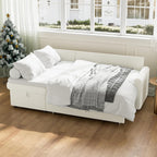 IULULU Sleeper Sofa, L Shaped Boucle Sectional Couch with Pullout Bed, Reversible Storage Chaise, 2 in 1 Pull Out Couches for Living Room, Apartment, Off White