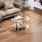 Acrylic Coffee Table, Small Round Modern Coffee Table for Living Room,23.6" D x 23.6" W x 16.5" H