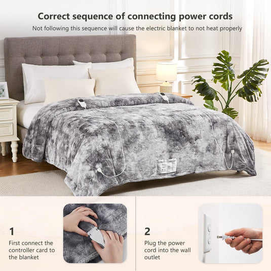 Homemate Heated Blanket Electric Throw - 50x60 Heating Blanket Throw 5 Gears Auto-Off 10 Heat Levels Heat Blanket Over-Heat Protection Luxury Faux Fur Sherpa Heater Blanket Electric ETL Certification