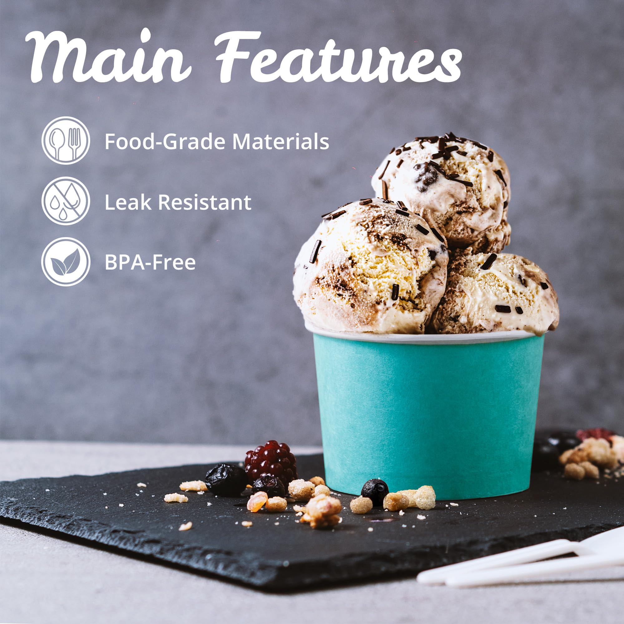 MATICAN Paper Ice Cream Cups, 100-Pack 9-oz Disposable Dessert Bowls for Hot and Cold, 9-ounce, Hot Pink, Baby Pink, Mint, Yellow, Blue