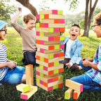 54 Piece Giant Tumble Tower Outdoor Games, Glow in The Blacklight Tumble Tower Yard Games,Outdoor Board Game for Kids and Adults for Family Game Night (Giant)