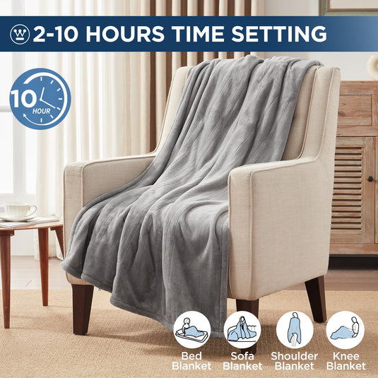 Westinghouse Electric Blanket Queen Size, Super Cozy Soft Flannel 84" x 90" Heated Blanket with 10 Fast Heating Levels & 1-12 Auto-Off, Machine Washable, ETL&FCC Certification, Beige