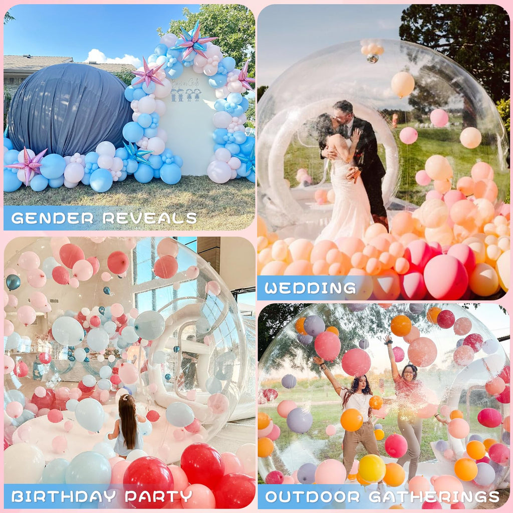 8,5FT aufblasbare Bubble-Hauskuppel für Kinder/Erwachsene, kommerzielles PVC-Bubble-Ballonzelt mit 4'L Tunnel, transparentes Outdoor-Spielplatz-Set für Garten, Geburtstag, Hochzeit, Gender Reveal