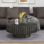 Round Coffee Table for Living Room Contemporary Wood Circle Fluted Coffee Table for Apartment, Easy Assembly ø31.49'', Wood Oak