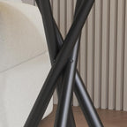 Round White Marble Side Table Set of 2, Modern End Table with Sintered Stone Top and Black Metal Legs, Sofa Coffee Table for Living Room Apartment (20" x 20" x 22")