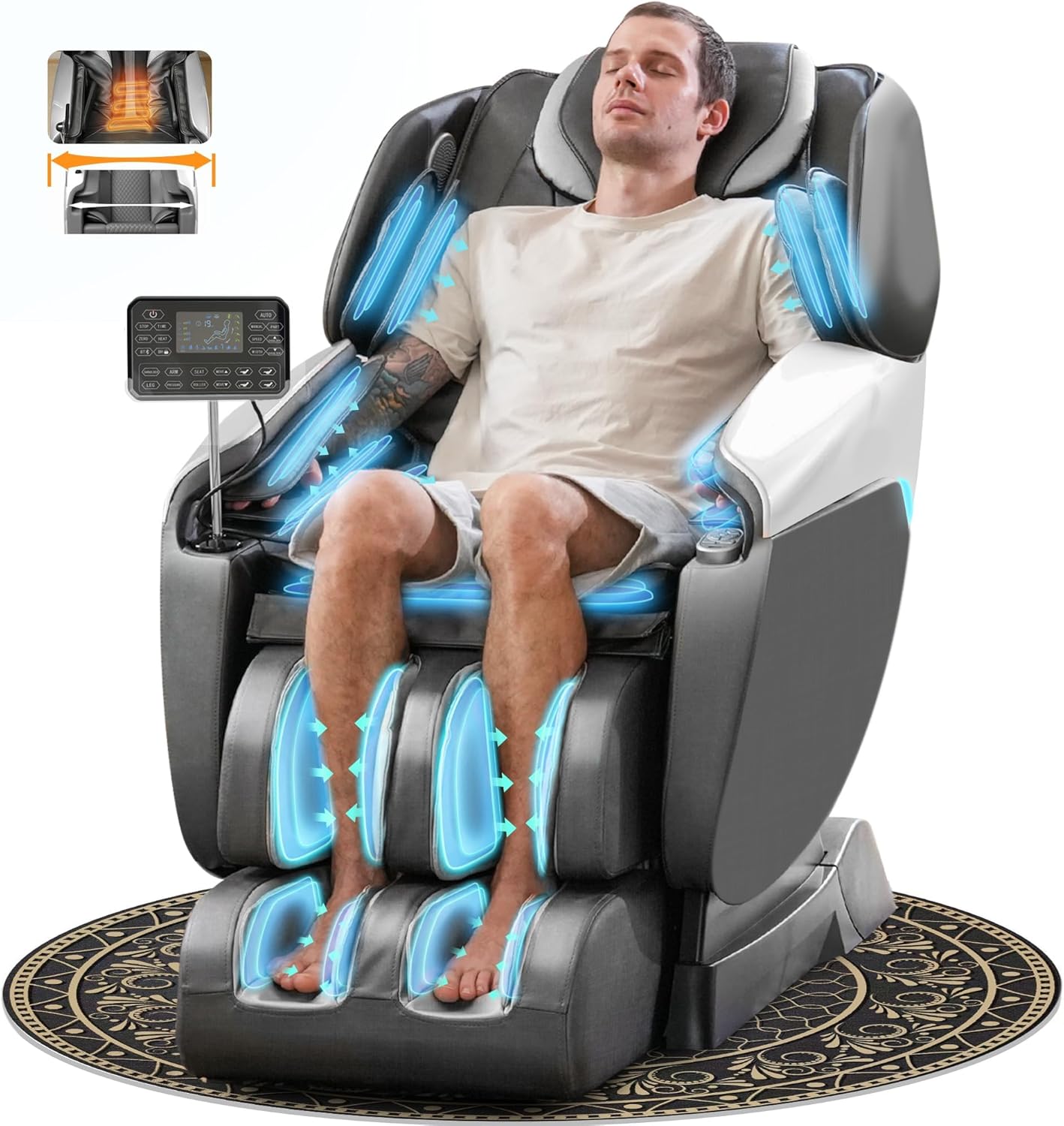 Massage Chair Full Body, 4D SL-Track Zero Gravity Shiatsu Recliner with Mat, 9 Pre-Set Auto-Programmed, Body Scan, Airbag Massage