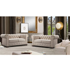 Rosevera Genevieve Upholstered Tufted Loveseat Couch,Chesterfield Sofa loveseat with Armrest Scroll Arm Sofa Couch, Sectional Sofa for Living Room Office