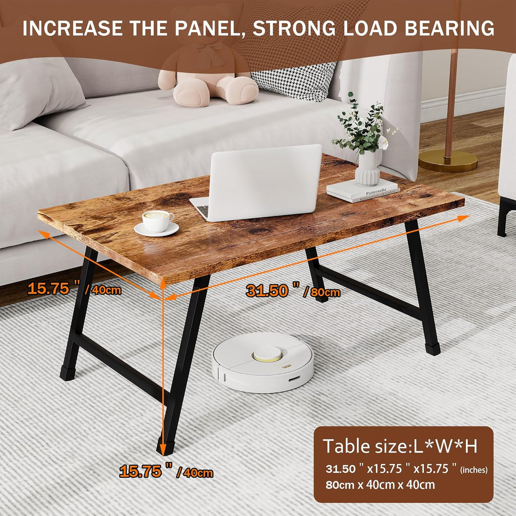 Foldable Rectangular Coffee Table - Stylish and Functional Folding Table for Living Room, Compact Design with Sturdy Frame, Ideal for Apartments, Offices, and Small Spaces,Easy Assembly,Brown