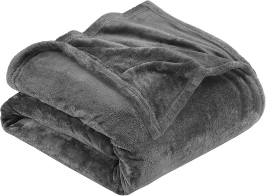 Utopia Bedding Fleece Blanket Queen Size Grey 300GSM Luxury Bed Blanket Anti-Static Fuzzy Soft Blanket Microfiber (90x90 Inches)