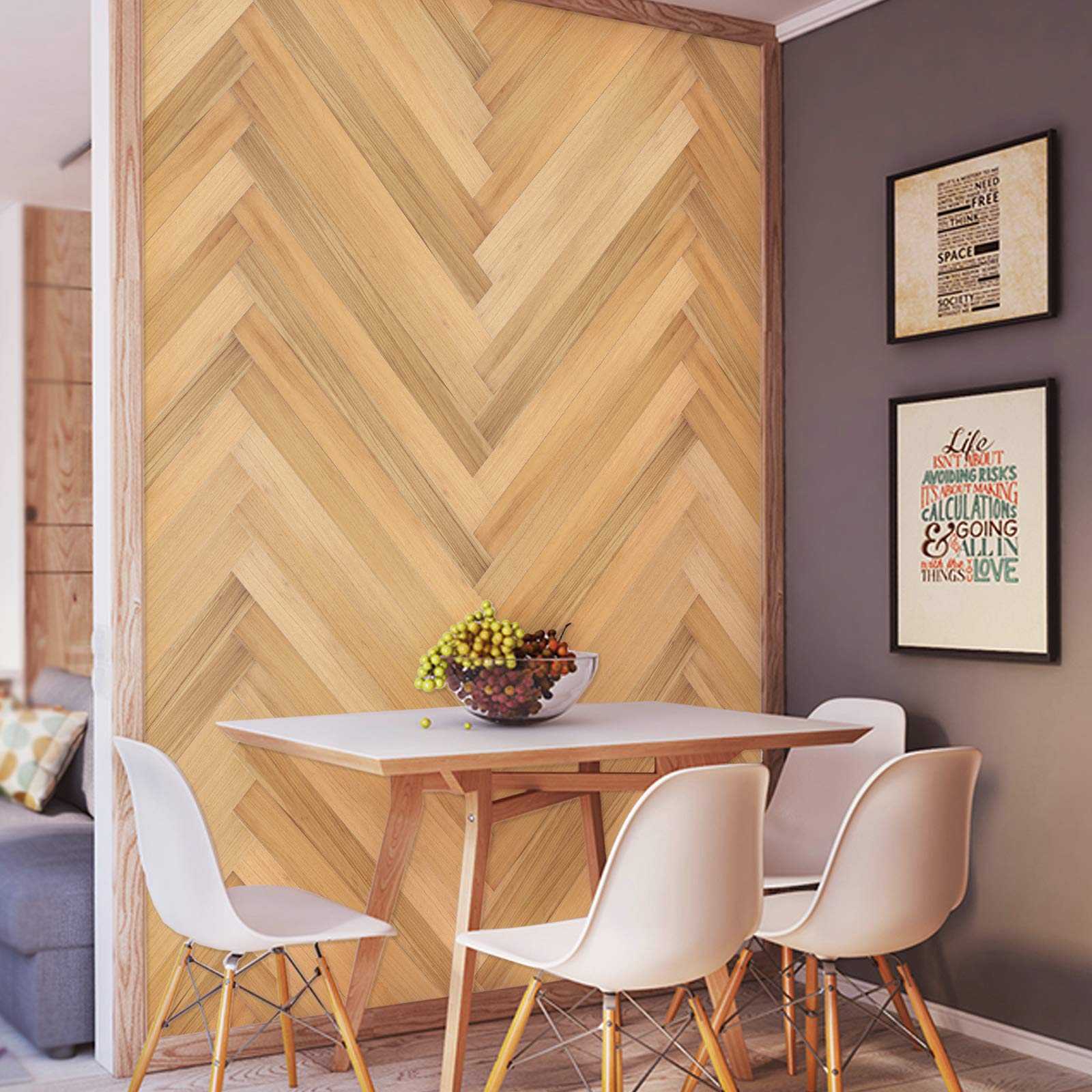 COLAMO 10PCS Faux Teak Peel and Stick Wood Panels for Wall, Vintage Farmhouse Adhesive Shiplap Boards for RV Backsplash, Living Room, Bed Room, Accent Wall, Self Stick On Wooden Paneling(12.4sqft)