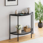 Console Table 2 Tier Narrow Entryway Table with Storage,Half Moon Sofa Couch Table,Small Hallway Entry Way Tables,Wooden Accent Side Table for Living Room Coffee Table,Black
