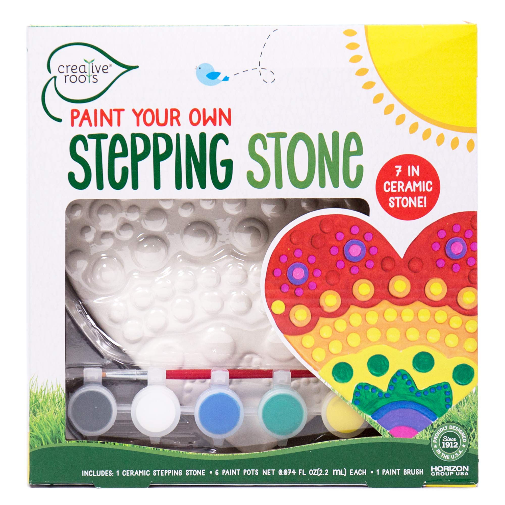 Creative Roots Paint Your Own #1 Dad Stepping Stone, Paintable Ceramic 7 in. Stone, Includes 6 Acrylic Paints & Paintbrush, Great Arts and Crafts for Kids Ages 8-12, Father's Day Gift
