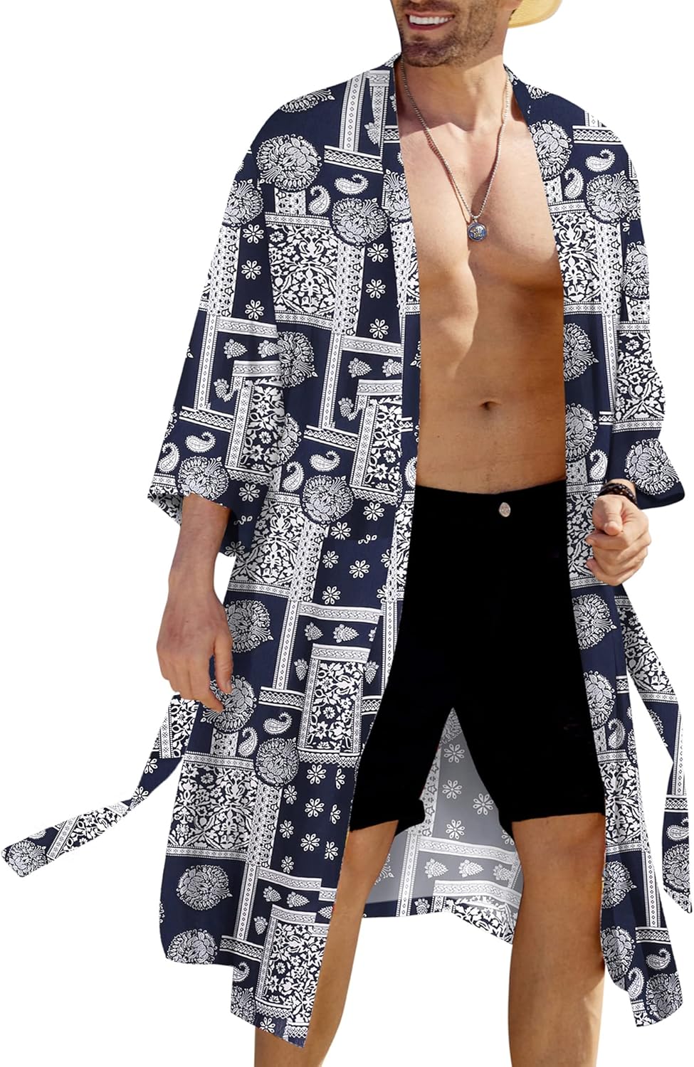 Bath Ropes Open COOFANDY Men's Lightweight Kimono Robe Japanese Bathrobes Open Front L ...