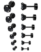 ORAZIO 6Pairs Hypoallergenic Flat Back Earrings 316L Stainless Steel Studs for Sensitive Ears, 3-8mm Cubic Zirconia, Stylish Jewelry for Women Men - Silver