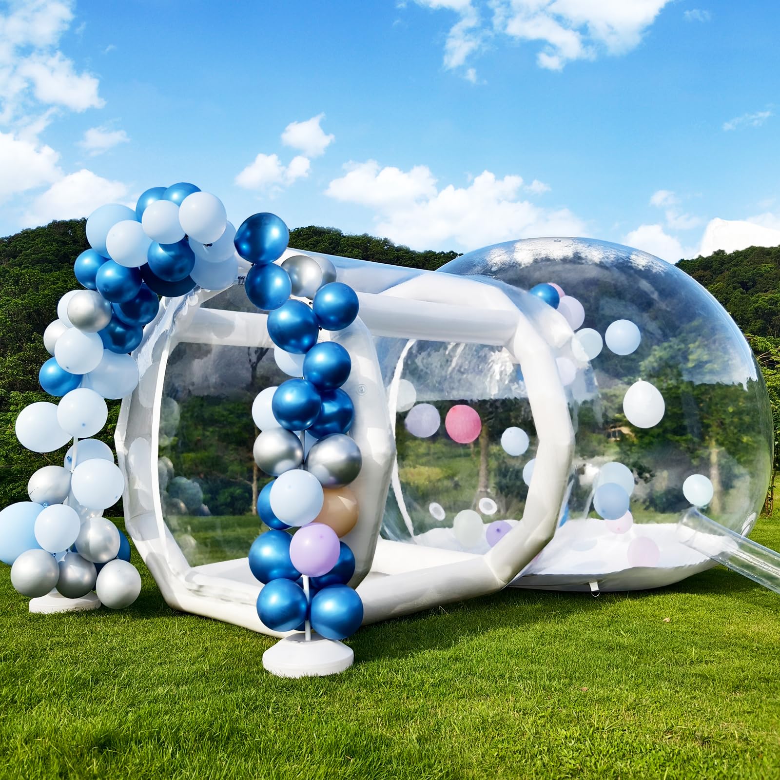 Aufblasbares Bubble-Haus für Kinder, 10ft Durchmesser klarer aufblasbarer Bubble-Dom-Zelt mit Gebläse & Pumpe, gewerblicher PVC wasserdichter Gartenzelt mit 6ft Tunnel, Party, gewerbliche Nutzung, Valentinstag Hochzeit