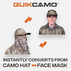 QuikCamo Mossy Oak Shadow Grass Blades Camo Hat with Built-in Face Mask for Duck Hunting (Adj Velcro Closure)