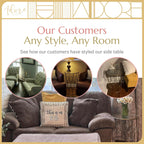 Harper Accent Side Table with Stylish Gold Frame, Round 16" Glass Top, Brushed MetalBase, Modern Metal SideTable or EndTable for Living Room, BedsideTable in Bedroom, Fully Assembled