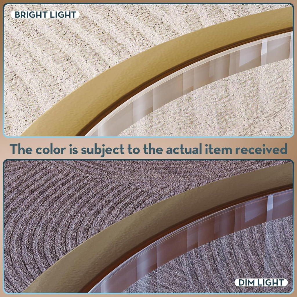 SAYGOER Small Glass Coffee Table Round Gold Coffee Table for Small Space Modern Simple Center Table with Gold Frame for Living Room Home Office, Easy Assembly