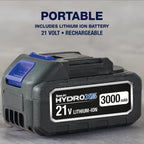 Ontel Turbo Jet HydroX5 Pro Portable Cordless Pressure Washer (21V 3000mAh Battery), 6-in-1 Nozzle, Dual Water Source, 16ft Detachable Hose