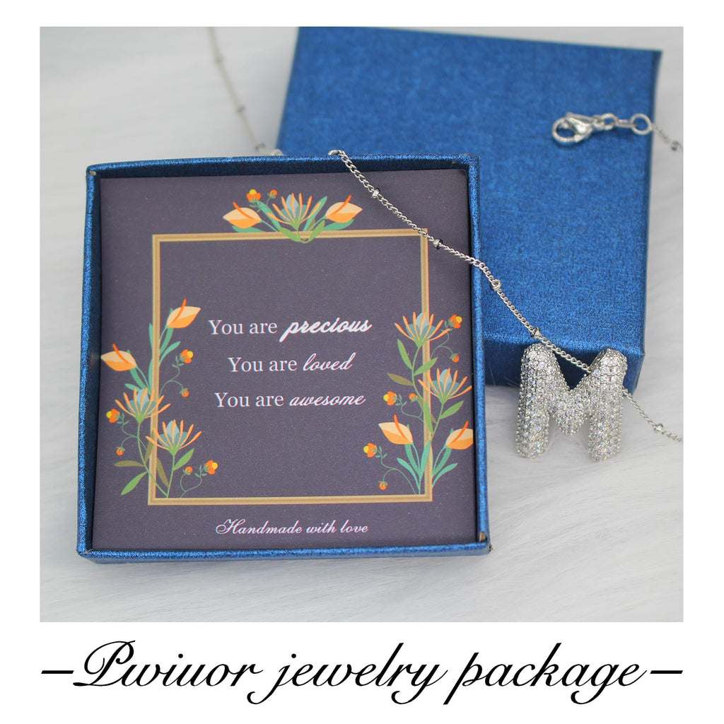 Pwiuor 14k Gold Ballon A Initial Anhänger Halskette Blasenbuchstaben Namenskette Zarte Zirkonia Alphabet Halskette Geburtstagsgeschenke für Frauen