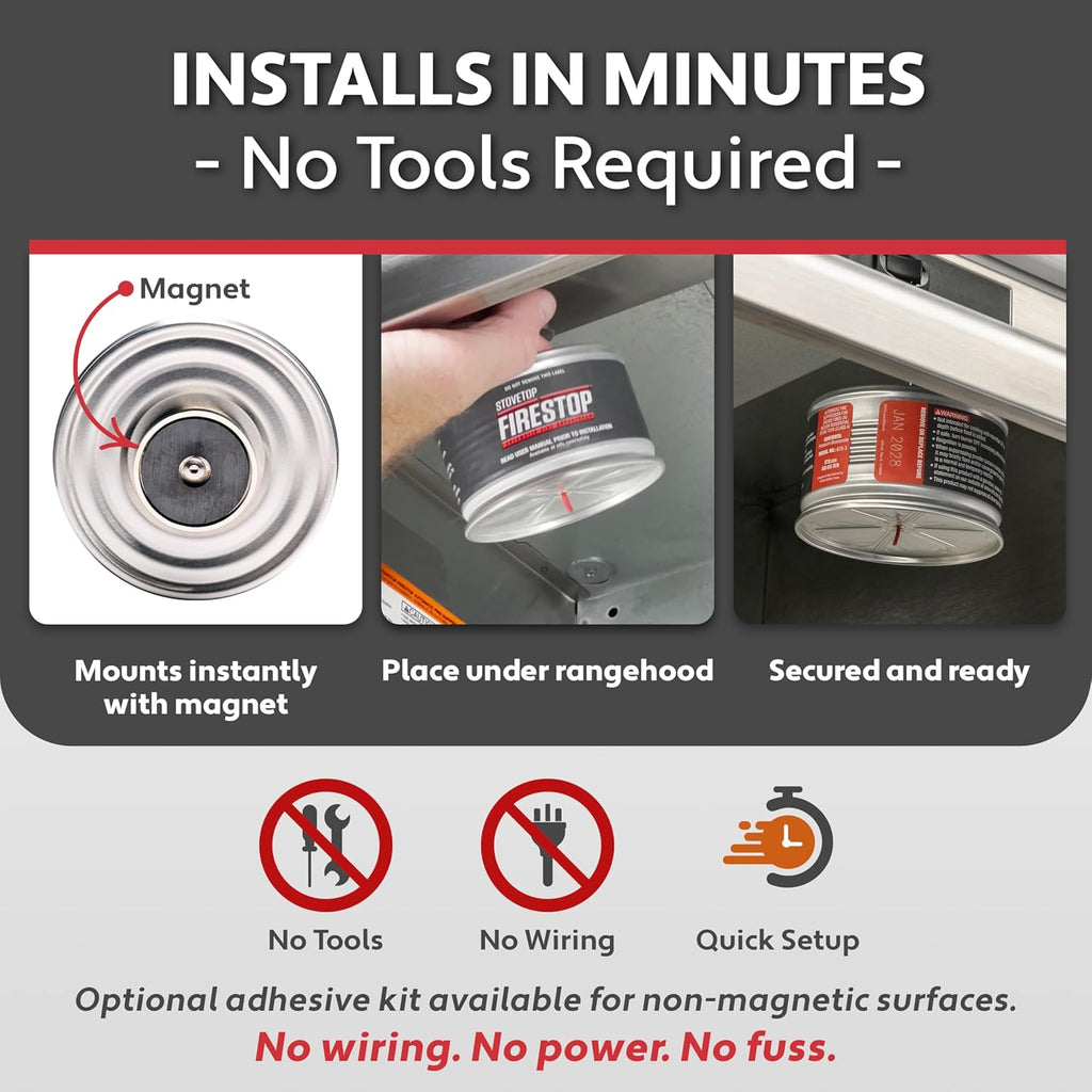 Rangehood® Fire Suppressor – Automatic StoveTop Fire Suppressor for Residential Kitchen Safety – Easy to Install, Direct Flame-Activated, Non-Toxic Fire Suppression System (1 Pair)