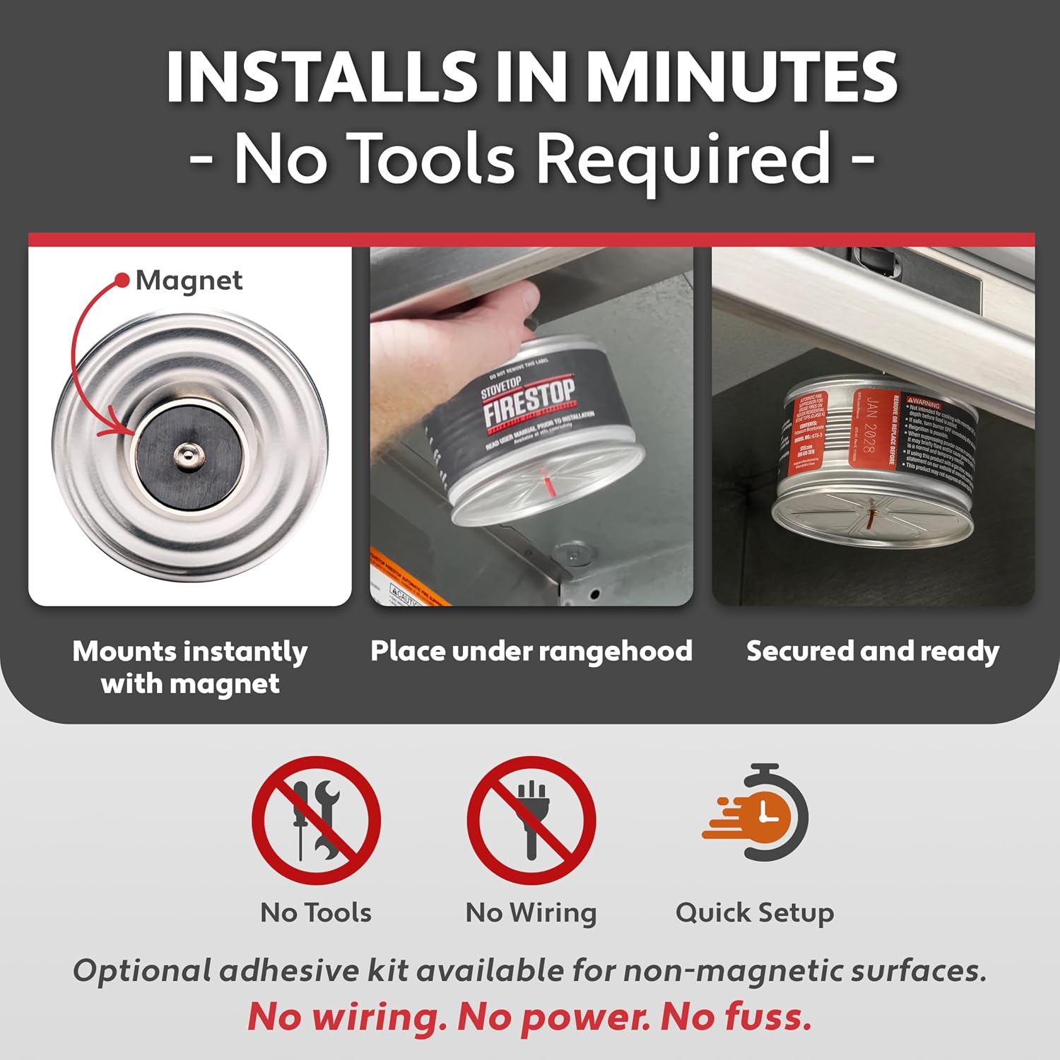 Rangehood® Fire Suppressor – Automatic StoveTop Fire Suppressor for Residential Kitchen Safety – Easy to Install, Direct Flame-Activated, Non-Toxic Fire Suppression System (1 Pair)