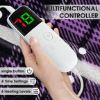 Elektrisch verwarmd deken, 50X60, verwarmingsdeken met 10 verwarmingsniveaus/8 uur automatische uitschakeling, marineblauw geruit Sherpa-dekenverwarmer voor volwassenen, wasbaar deken cadeau voor bank bed kantoor, ETL