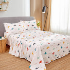 ست ملحفه کودکان یونیکورن صورتی JSD، سایز تویین، ۳ تکه، ملحفه‌های رختخواب میکروفایبر چاپ شده با طرح رنگین کمان برای دختران، جیب عمیق