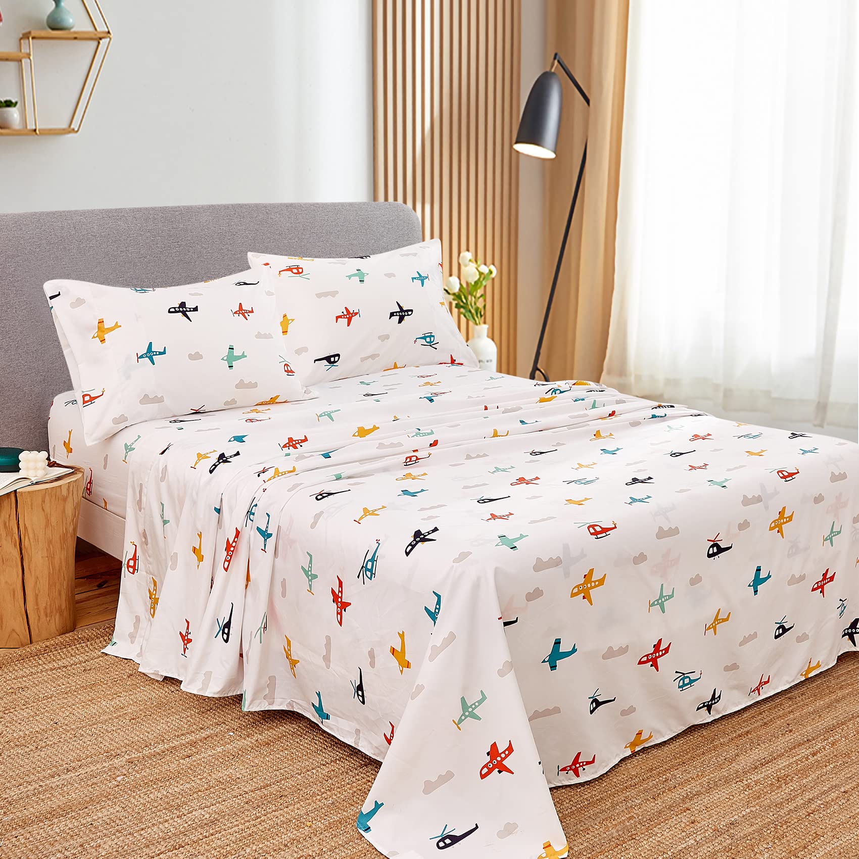 ست ملحفه کودکان یونیکورن صورتی JSD، سایز تویین، ۳ تکه، ملحفه‌های رختخواب میکروفایبر چاپ شده با طرح رنگین کمان برای دختران، جیب عمیق