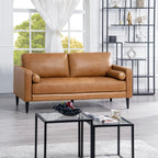 Naomi Home Marisa Genuine Leather 3 Piece Sofa Set - Revel in Exquisite Leather Opulence - Unparalleled Luxury Mid-Century 3 Piece Sofa Set- Embodiment of Cozy Lounging,Contemporary Design,Tan