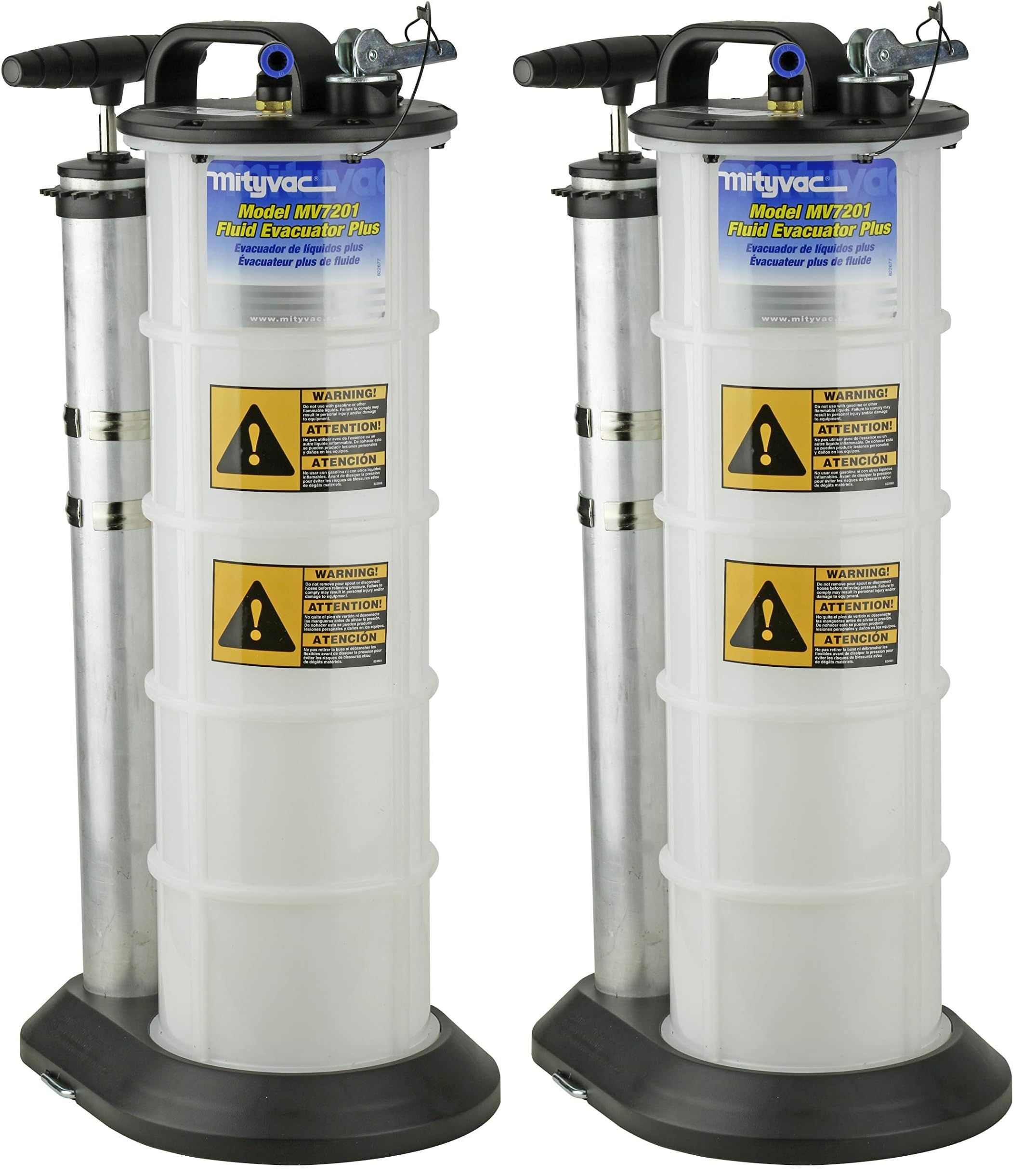 Mityvac 7201 2.3 Gallon Fluid Evacuator Extractor and Dispensing Pump, Push Button, Manual Operation, Chemical-Resistant Polyethylene, Automatic Overflow Prevention, Quick-Drain Spout, Large Base
