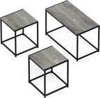 Furinno Camus Modern Living Room Coffee Table with 2 End Tables Set, French Oak Grey