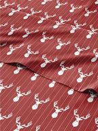 Komplet pościeli King Christmas Tree - Świąteczny wzór Xmas na lnie - Głębokie kieszenie - Dopasowany krój - 4 części - Bez zagnieceń - Wygodna i chłodząca świąteczna pościel zimowa - Łatwa w pielęgnacji - Przyjazna dzieciom